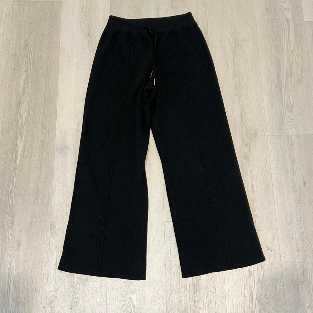 Daily Practice anthropologie Black wide leg sweater sweatpants drawstring